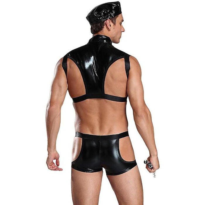 Чоловіча еротична білизна Duohropke: комплект, боді, танга, костюм, поліцейський, для свята, чорний