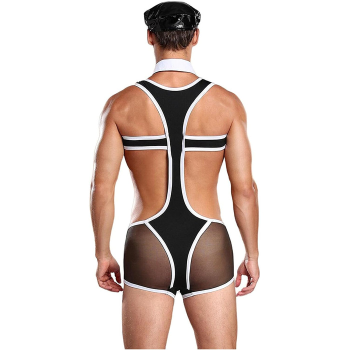 Манкіні Borat для чоловіків: сексуальна танга, V-подібний виріз, пляжний кінь, подарунок, спідня білизна, костюм Санти для Хелловіну та Різдва, універсальний розмір (чорний)