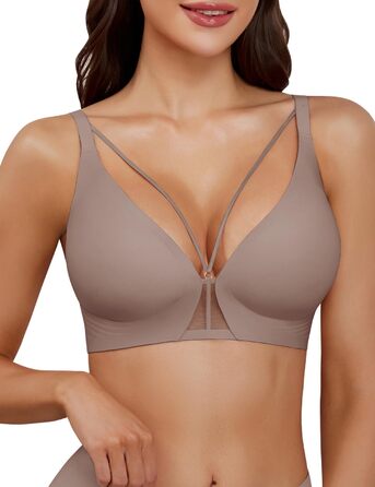 Бюстгальтер BH Daen без кісточок Push Up, сексуальний, безшовний, для сну, V-подібний виріз, класичний (Зірчастий сірий, M)