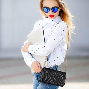 Жіноча міні-сумка крос-боді CHIC DIARY з екошкіри з ромбоподібним візерунком та ланцюжком, чорна