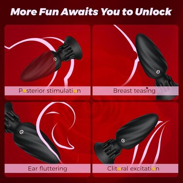 Вібратор для анусу TYDAY для жінок з 10 вібраціями, 360° обертанням, масажер простати, водонепроникний силікон, секс-іграшка для чоловіків та жінок з бездротовим пультом керування