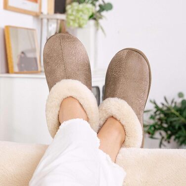 Жіночі зимові капці EverFoams з ефектом пам'яті (Memory Foam), теплі плюшеві та протиковзкі, колір Taupe, розмір 42/43 EU