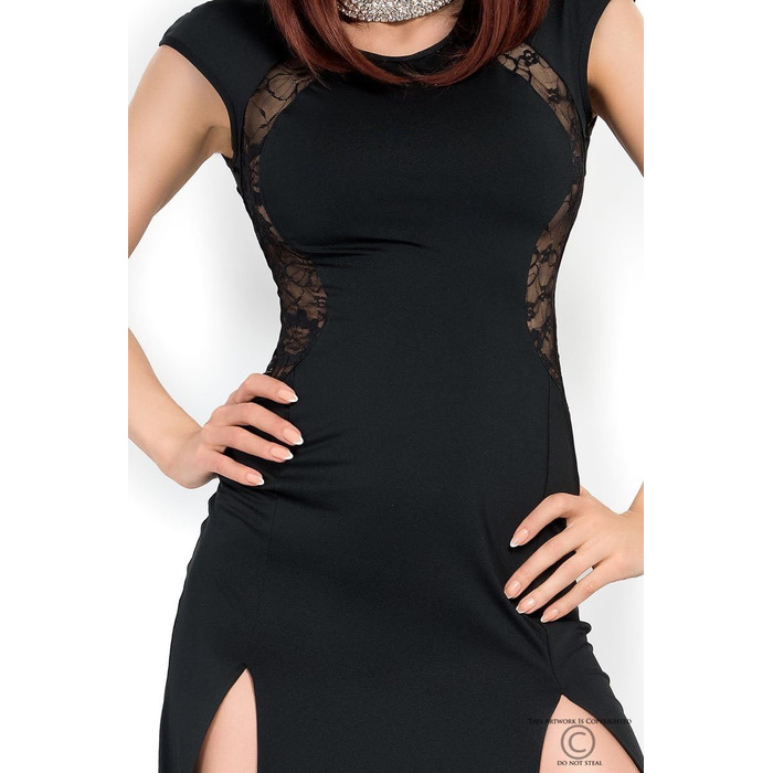 Чорна довга вечірня сукня Chilirose з розрізом та мереживом, еластична, для жінок, розмір S