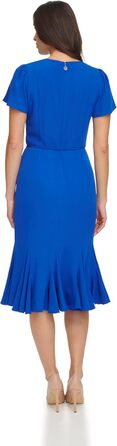Сукня міді Tommy Hilfiger з плісе, поясом та рукавами 3/4, Majorelle Blue, розмір 42