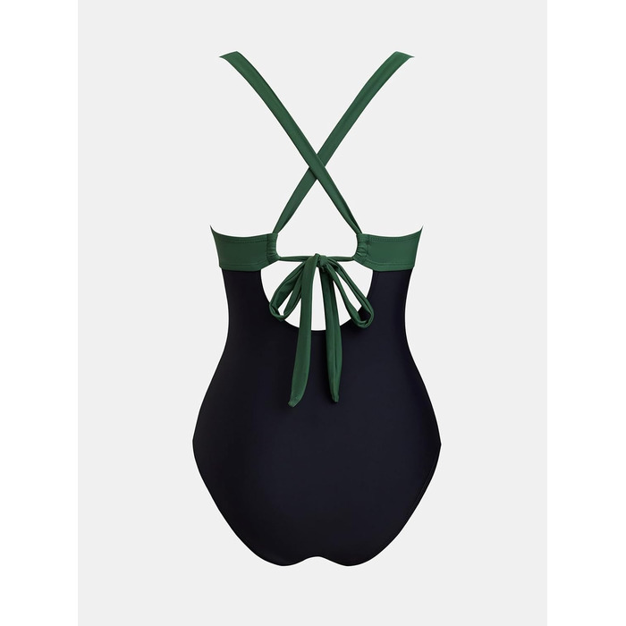 Купальник CUPSHE жіночий з плетінням, V-подібний виріз, декоративні вирізи, корегуючий, суцільний, чорний/леопард (M, темно-зелений/чорний)