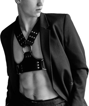 Чоловічий шкіряний нагрудник Yasexx - регульований корсет для ролевих ігор, БДСМ, фетиш, bondage, шкіряний костюм