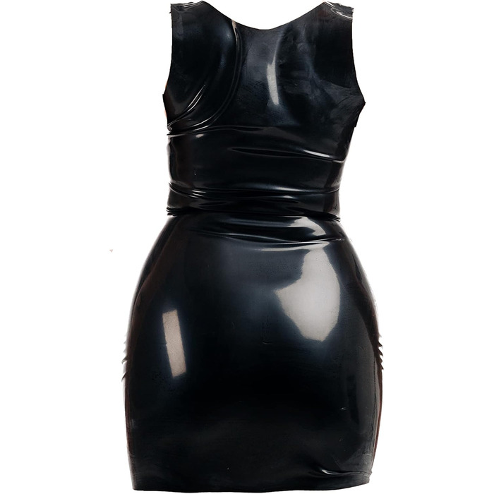 Латексне міні-плаття Rubberfashion - коротке латексне плаття, відкриті руки, бретельки, V-подібний виріз - жіночі сукні для жінок, чорний, 0.4 мм