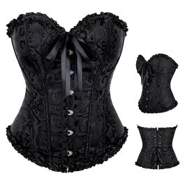 Корсет-топ для повних грудей, чорний: готичний корсет, бюстєль, бодішейпер M-L