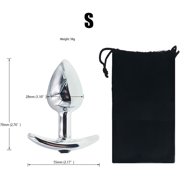 Анальний набір Metall: металевий анальний плаг з Т-подібною основою (S/M/L), стимулятор простати та G-точки для жінок та чоловіків. Тренажер для анального розтягування з кристалом.