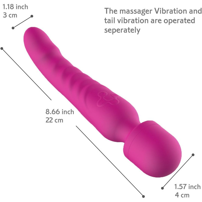 Масажер Magic Wand Doppelkopf - подвійний масажний стрижень з незалежними вібраторами, вологостійкий, з підігрівом, силіконовий накінечник. Інтимні іграшки для жінок та чоловіків (рожевий)