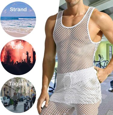 Чоловіча сітчаста футболка QiaTi з довгим рукавом, прозора, мереживна, біла