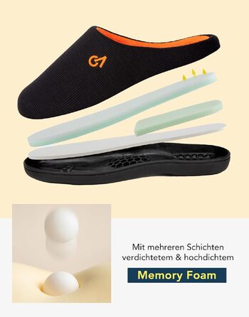 Чоловічі двоколірні капці VeraCosy з ефектом пам'яті (Memory Foam), розмір 42/43 EU, помаранчеві