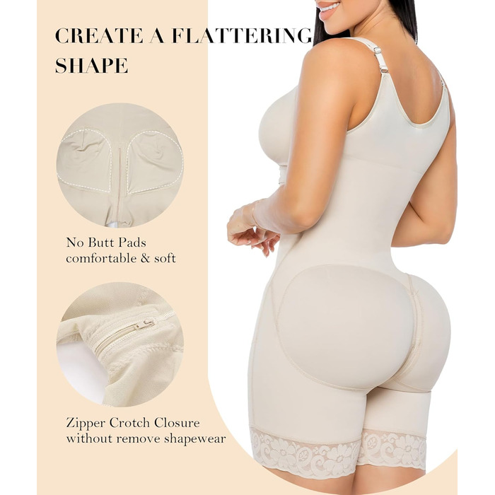 Корсет-боді YIANNA Fajas Colombianas для формування фігури, бежевий, розмір L