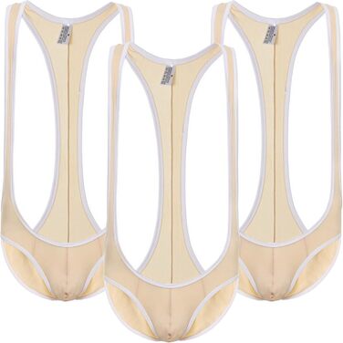 Чоловічий прозорий боді Faringoto для боротьби (комбінезон, лонгслім) - колір персиковий, розмір L