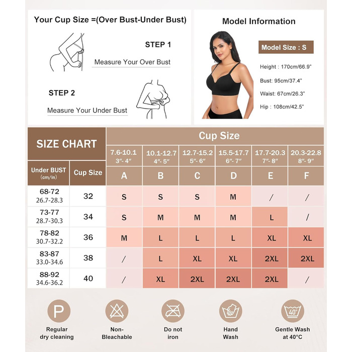 Натільний пуш-ап бюстгальтер для жінок без кісточок, бездротовий, з м'якою підтримкою, двошаровий чашечка, звичайні та великі розміри, V-подібний виріз, міцний бюстгальтер, чорний, S