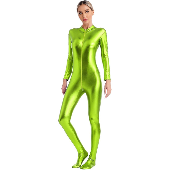 Жіночий комбінезон GRRKDFQ з довгим рукавом та блискавкою спереду (Хлопчато-зелений, розмір L)