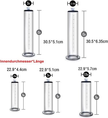 Аксесуар NAIXBTY для помпи для статевих органів: прозора трубка з шкалою для збільшення статевого члена, покращення ерекції та лікування імпотенції. Підходить для чоловічих секс-іграшок. Розміри: 22.9*5.1 см