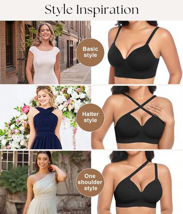 Натільний пуш-ап бюстгальтер для жінок без кісточок, бездротовий, з м'якою підтримкою, двошаровий чашечка, звичайні та великі розміри, V-подібний виріз, міцний бюстгальтер, чорний, S