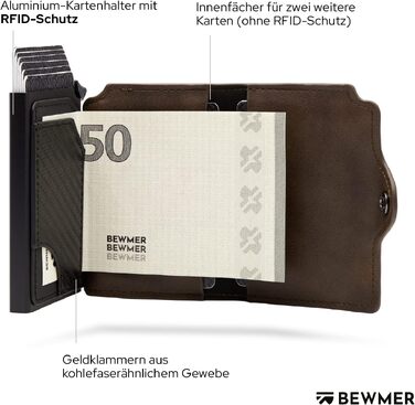 Преміальний кредитний картхолдер BEWMER — Слім-гаманець з RFID-захистом для чоловіків та жінок, коричневий