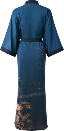 Халат жіночий Ledamon, довгий, квітковий, темно-синій (однорозмірний)