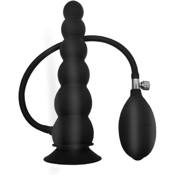 Анальний плагін з 6 перлами, силікон, великий розмір, регульований, для стимуляції та масажу простати, XL, чорний