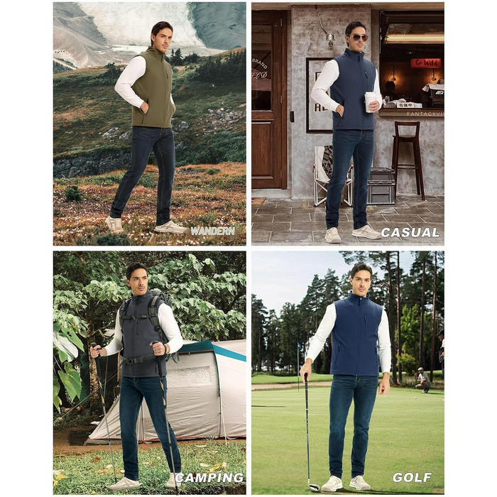 Чоловічий жилет Outdoor Ventures Softshell з утеплювачем, водовідштовхуючий та вітрозахисний, для бігу, їзди на велосипеді та походів, чорний, XL