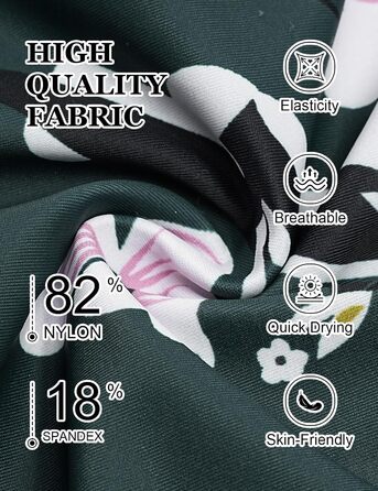 Світшот Badeanzug Damen: Одноцільний купальник з високою талією, Push Up, вінтажний, великі розміри, контроль живота, схуднення, пляжний, темно-зелений/рожевий з квітами