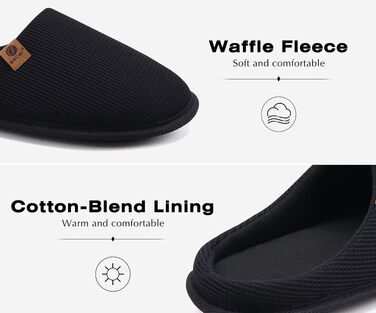 Чоловічі домашні капці ONCAI з ефектом пам'яті Memory Foam, з підкладкою зі штучного хутра та гумовою підошвою, чорні, розмір 46 EU