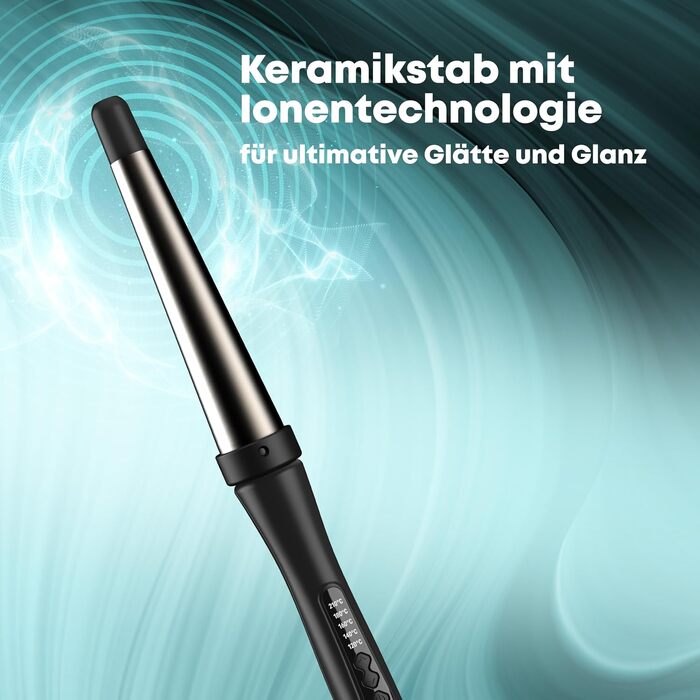Конічний керамічний плойка-стайлер Revamp Progloss Big Wand для локонів та хвиль (32-19мм), з іонізацією, підставкою та терморукавичкою, чорний