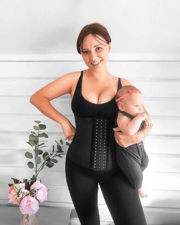 Корсет YIANNA для жінок: корегує та підтягує живіт, латекс, з 9 сталевими кісточками, чорний