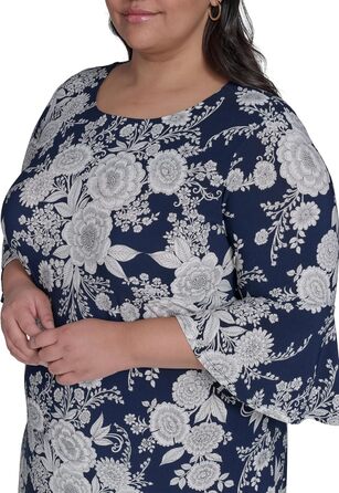 Сукня Tommy Hilfiger Adaptive жіноча 3/4 рукав, трапеція, великі розміри (Sky Captain/Бежевий)