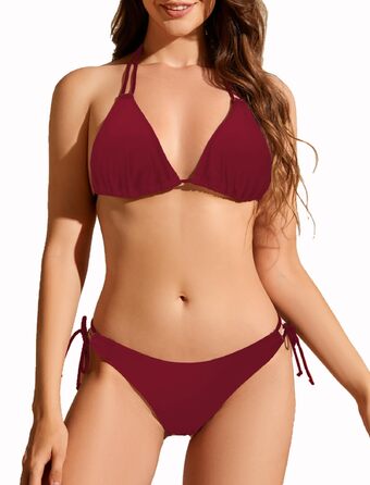 Жіночий бікіні Damen et exy Brazilian, трикутник, пляжний купальник чорний (XL, винний)