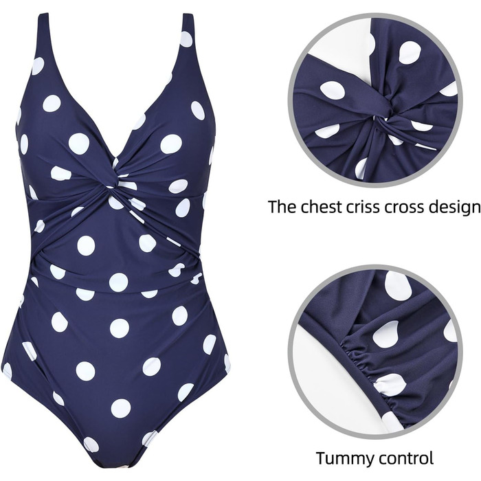 Купальник жіночий Badeanzug, суцільний з V-подібним вирізом, push-up, з рюшами, для корекції фігури, великі розміри (46, PP)