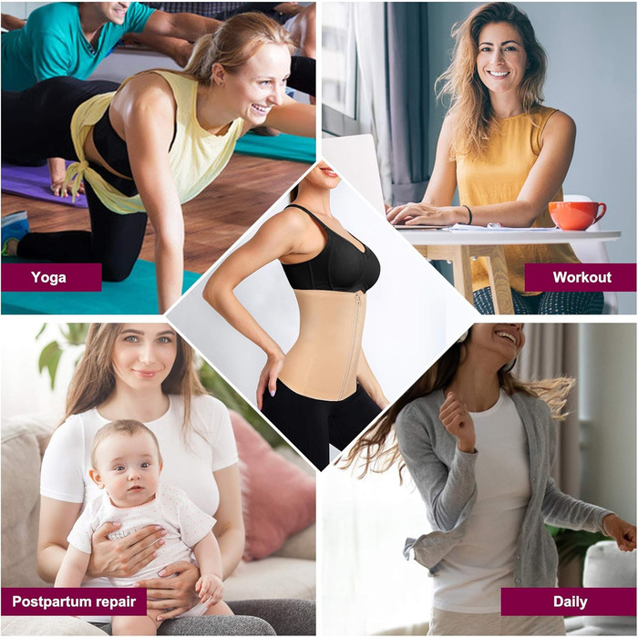 Корсет для фігури KUAYES: тренажер для талії, корсаж, пояс для схуднення, бежевий (XS)