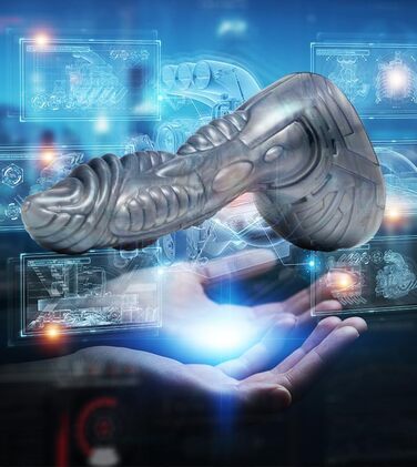 Реалістичний дилда Fleshlight Freaks з силікону, 22,5 x 5 см (Cyborg Silver)