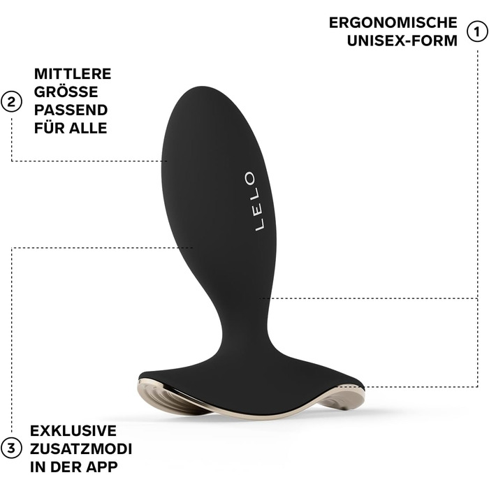 Вібруючий анальний plug LELO Surfer 2 для жінок та чоловіків, набір з 6 режимами стимуляції, чорний