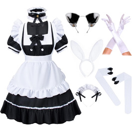 Костюм косплею Іртиш Аніме Французька Дівчинка Зайчик Служанка Солодкий Каваї Набір (4XL, Чорний)