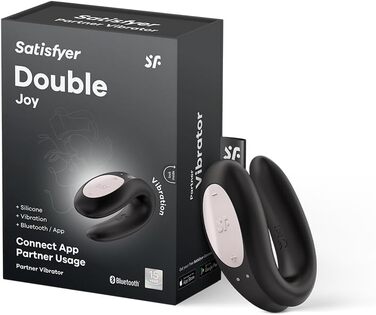 Satisfyer Double Joy Connect App - парний вібратор для пар | Керування через додаток | Чорний | 9 см