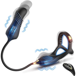 Вібратор для простати з кільцем для статевого члена, 10 режимів вібрації + режим імпульсу, масажер простати з пультом керування, для чоловіків