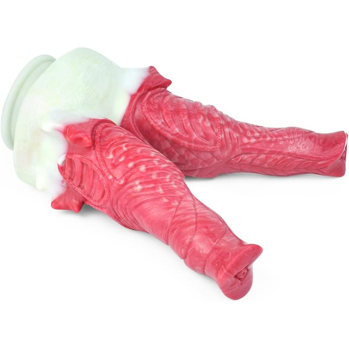 Двофалічний секс-іграшка Jixaxe з силікону, червона (для вагінальної та анальної стимуляції)