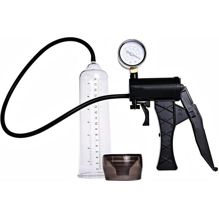 Пумпа для збільшення пеніса з манометром. Ручна пумпа для тренування ерекції з 6 кільцями. Іграшка для чоловіків.