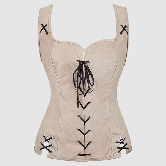 Корсет жіночий корсаж, корсаж у стилі стимпанк, вінтажний готичний корсет, бюстєри стимпанк, корсет на повну груди, шнурування, коректор постави, спідня білизна, топ-корсет, топ-корсет для жінок XL, бежевий