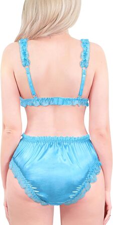 Набір спідньої білизни LittleForBig Sissy з мереживом та рюшами, блакитний, 4XL