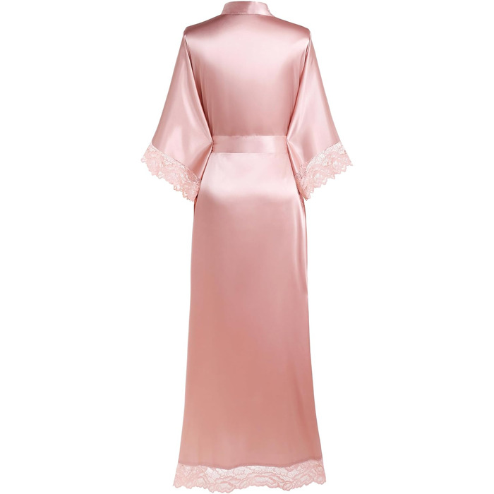 Халат шовковий BABEYOND для вечірки, весілля, лазнери, рожевий з мереживом, універсальний розмір