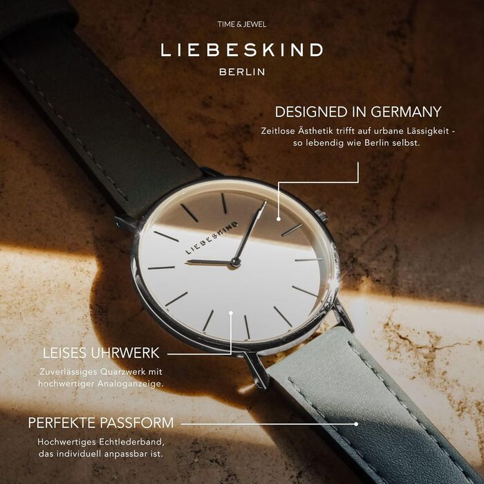 Жіночий аналоговий кварцовий годинник Liebeskind Berlin 38 мм, колір рожеве золото / рожевий