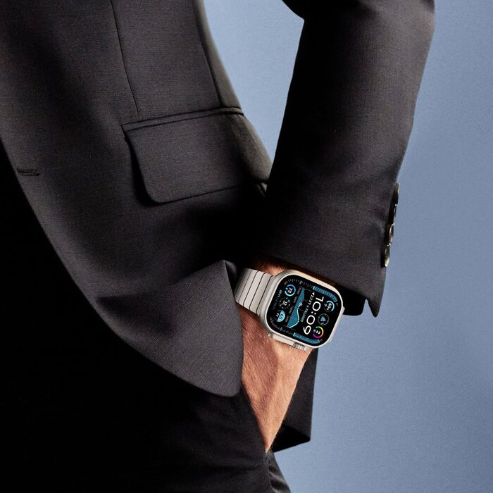 Металевий ремінець CHANCHY для Apple Watch Ultra 3/2/1, Series 11/10/9/8/7/6/5/4/3/2/1, SE — сталевий браслет-заміна (42, 44, 45, 46, 49 мм), титановий колір