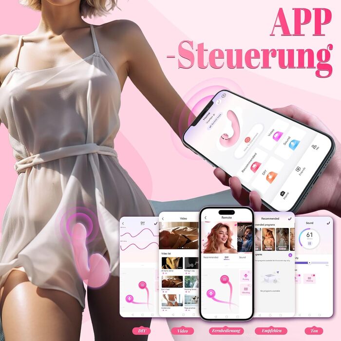 Вібратор для клітора Erotik Butterfly з APP - силіконовий вібратор-метелик для жінок, G-spot, 3-в-1, 5x5x10 режимів (рожевий)