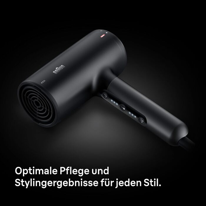 Фен для волосся Braun Haartrockner HD4.2 з дифузором та насадкою для стайлінгу, технологія Super IONTEC, 2100 Вт, 3 температури та 3 швидкості, чорно-сірий, BRHD425E