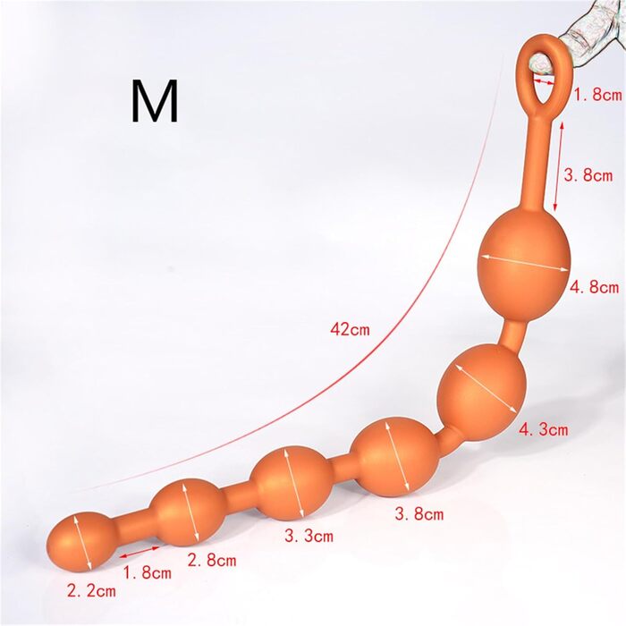 Анальні кульки з силікону Axcroo Extra Langer: набір з 6 кульок, стимулятор простати, анатомічний дилататор для жінок та чоловіків (42 см)
