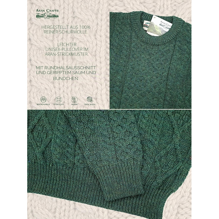 Жіночий в'язаний светр Aran Craft Iricher з круглим вирізом, 100% чиста шерсть, чорний, розмір M
